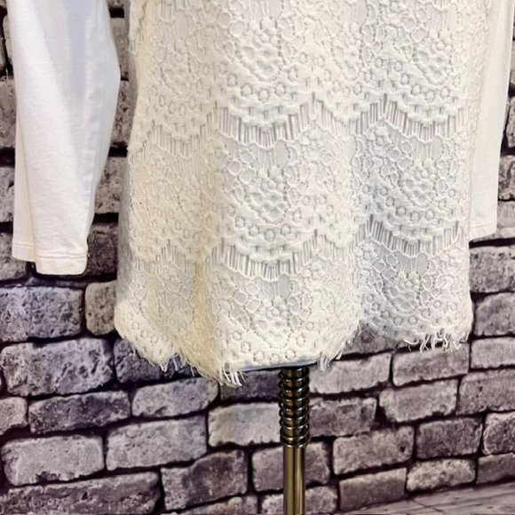 J. Crew White Lace Front Long Sleeve Blouse Size XS - Picture 3 of 8